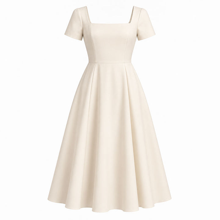 Sofia Abito Midi con Scollo Quadrato